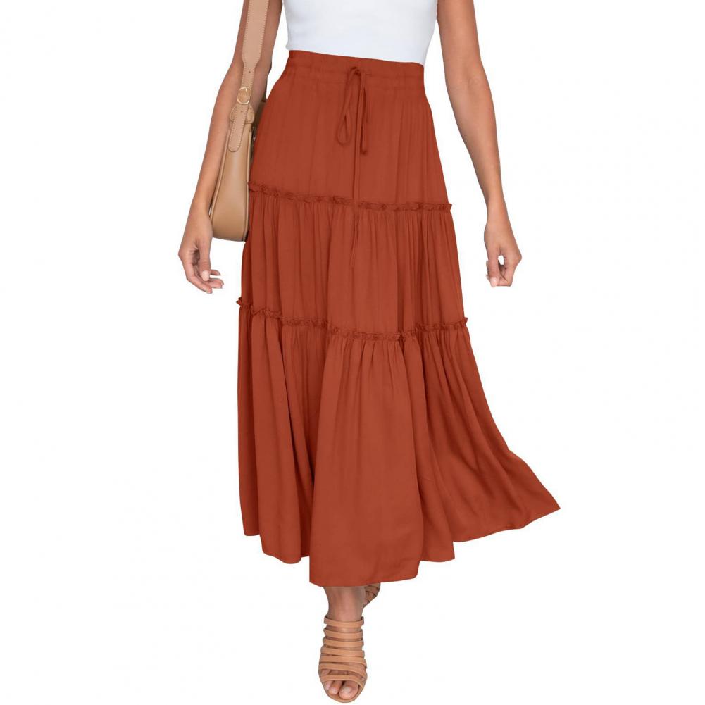 Title 10, Women Chiffon Pleated Skirt Large Hem High Wais...