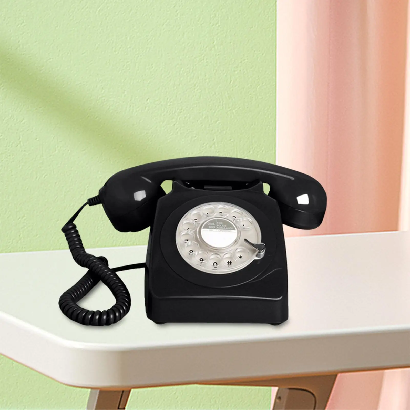 Retro Landline Telephone Vintage Rotary Dial Telephone with Metal Bell Large Numeric Keypad Retro Phone for Wedding Hotel Decor