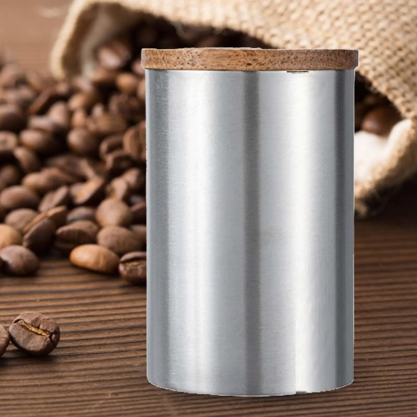 Coffee Canister with Airtight Wood Lid Multipurpose Portable Food Storage Container for Candy Coffee Bean Spice Cookie