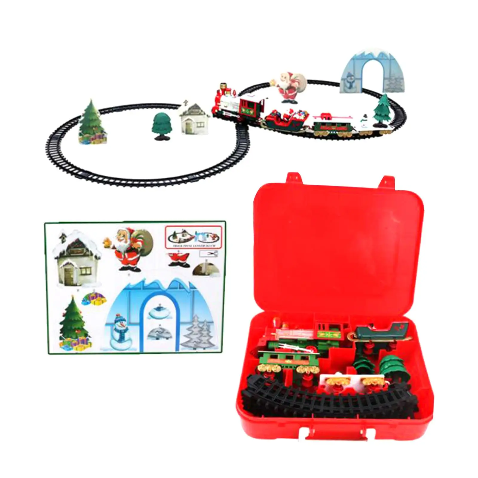 Train Set Battery Operated Electric Train Toys Locomotive Engine Tracks Easy Assemble with Lights Sound for kids Gift