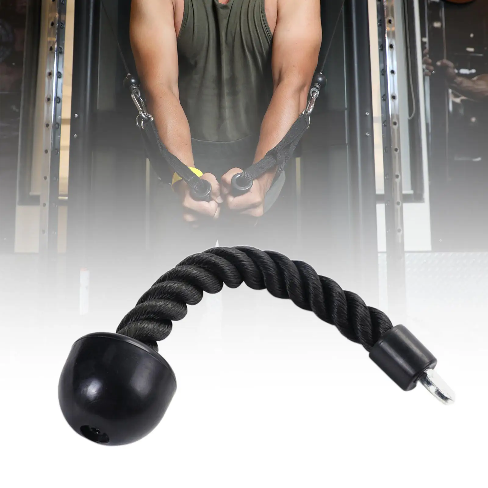 Fitness Tricep Rope Pull Down Cable Machine Attachment Face Pulls Weight Lifting Bodybuilding Crunches Heavy Duty Push Downs