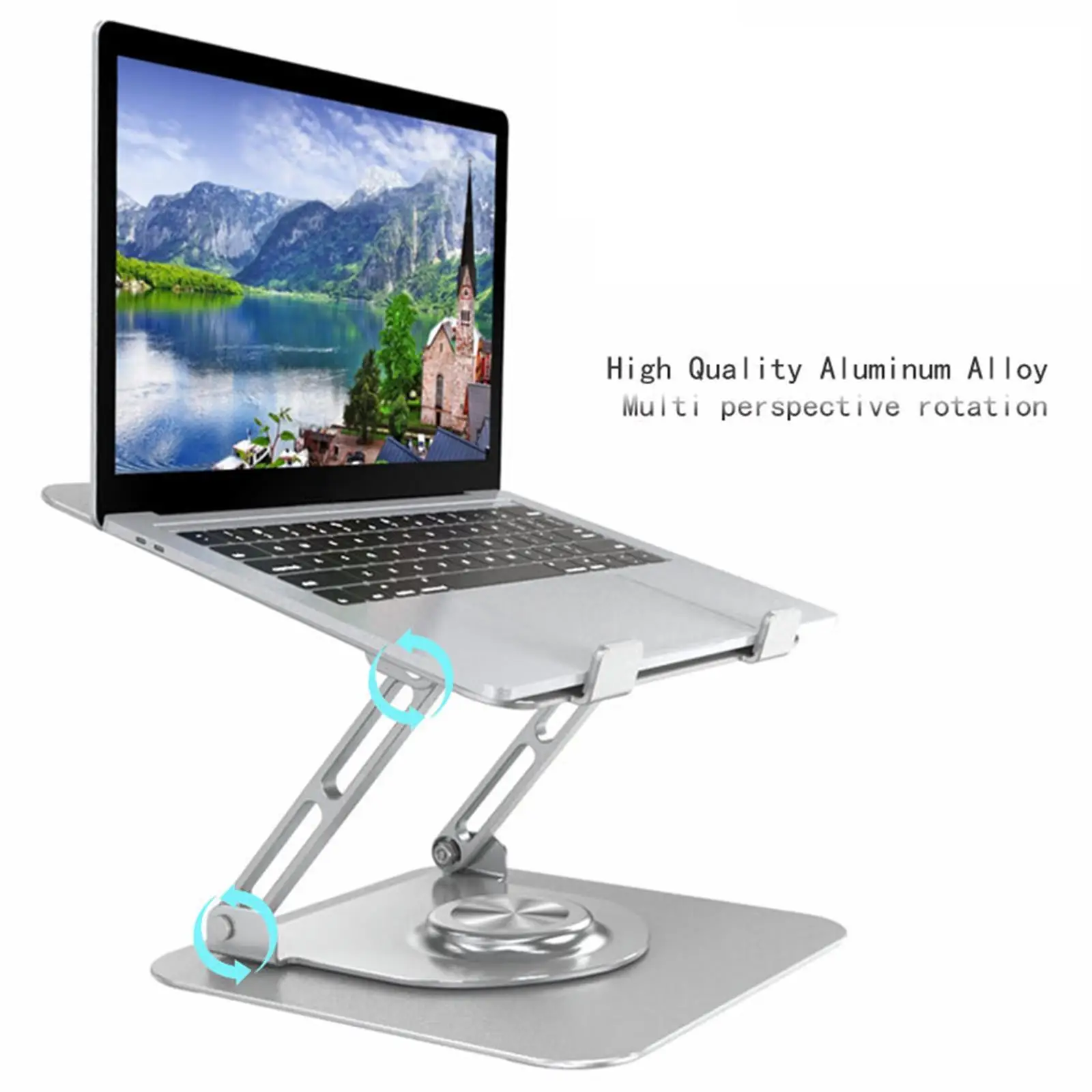 All Aluminium Laptop Stand 360 Degree Rotation Desktop Stand Holder Adjustable Laptops Elevator Laptop Riser for Notebooks