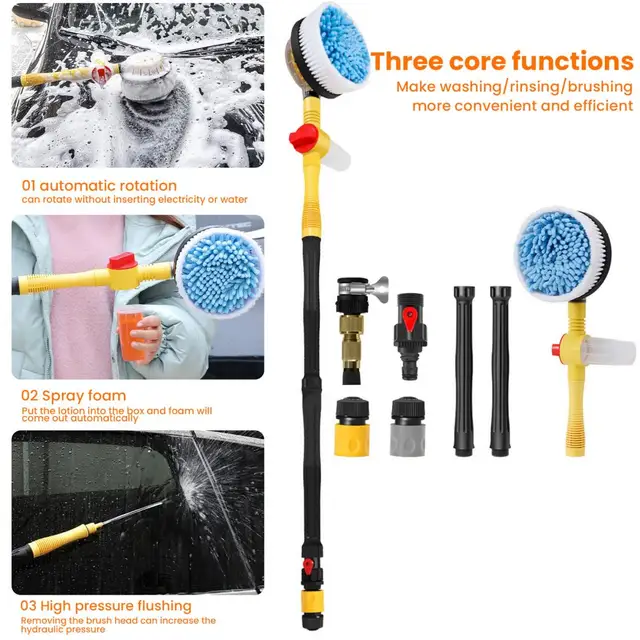 Buy Wholesale China Water Flow Soft Bristle Telescopic Long Handle Car  Cleaning Car Wash Brush & Car Wash Brushes at USD 3