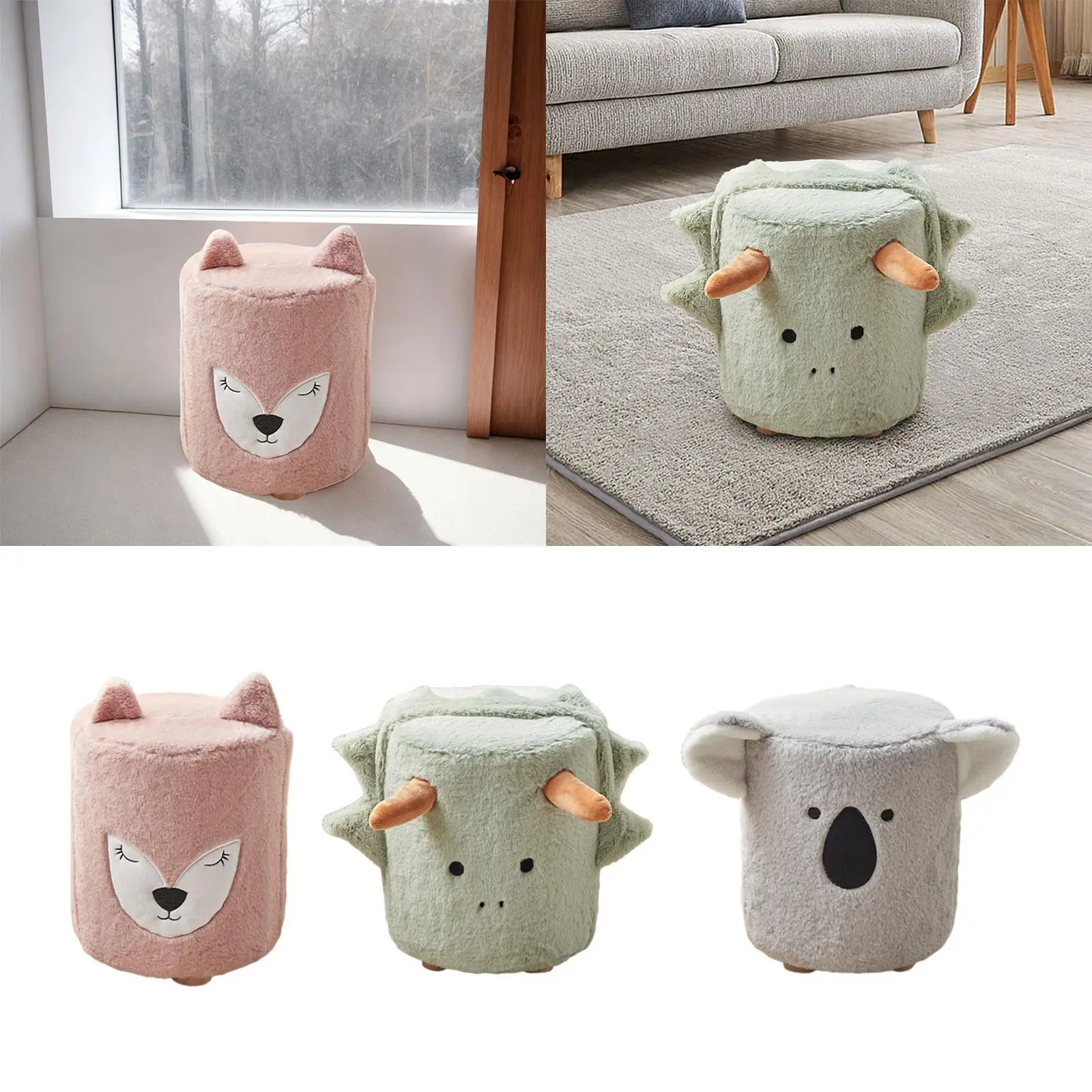 Lovely Foot Rest Stool with Removable and Washable Cover Compact Ottoman Stool for Bedside Entryway Sturdy Room Nursery Doorway