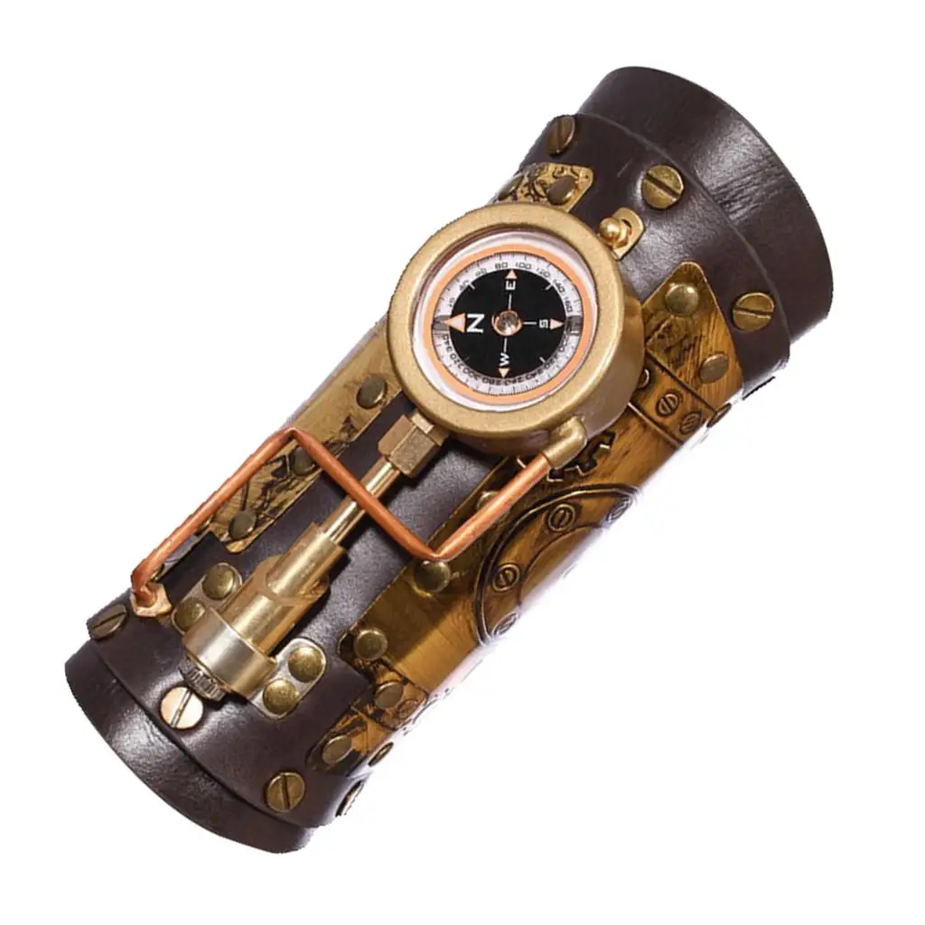 Steampunk Arm Sleeve with Compass Durable Gothic Arm Bracer Wrist Guard Cuff for Club Cosplay Holiday Wedding Performance