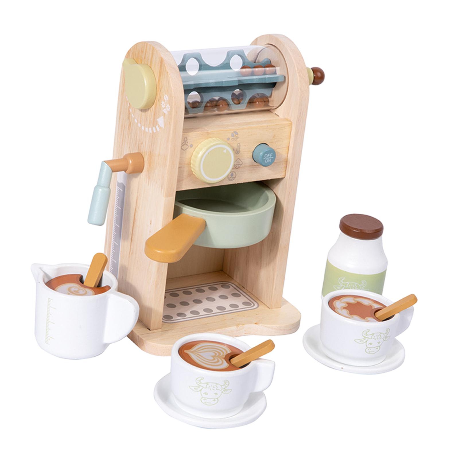 Wooden Coffee Maker Upgraded Toy Coffee Set for Birthday Gifts Children Kids