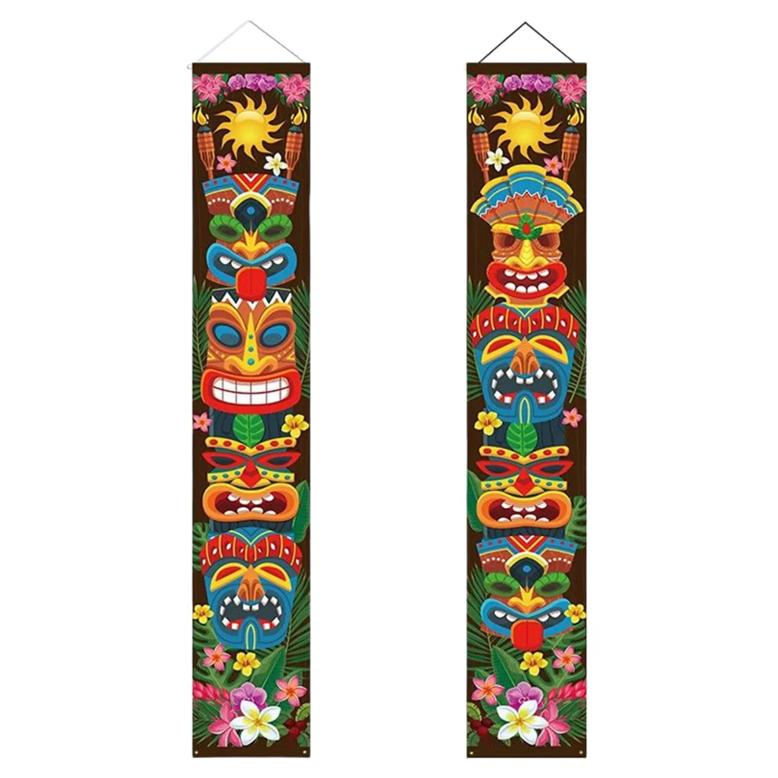 2Pcs Door Banner Create Atmosphere Totem Porch Sign for Hawaiian Luau Tropical Party Cookout Birthday Party Party Decoration
