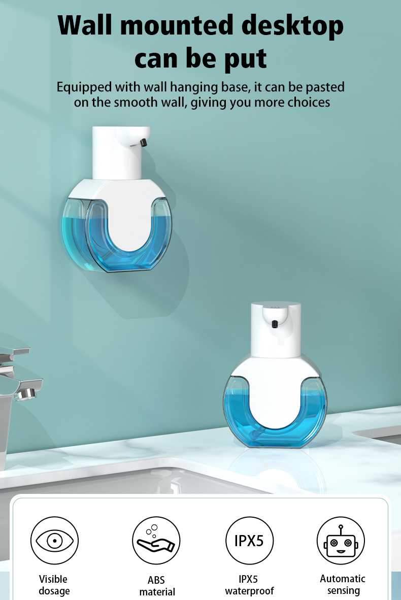 Soap Dispensers Touchless Automatic Foam Bathroom Smart Washing Hand Machine with USB Charging White High Quality ABS Material