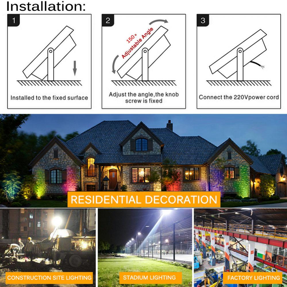 Holofote LED com fio interruptor, IP65 impermeável