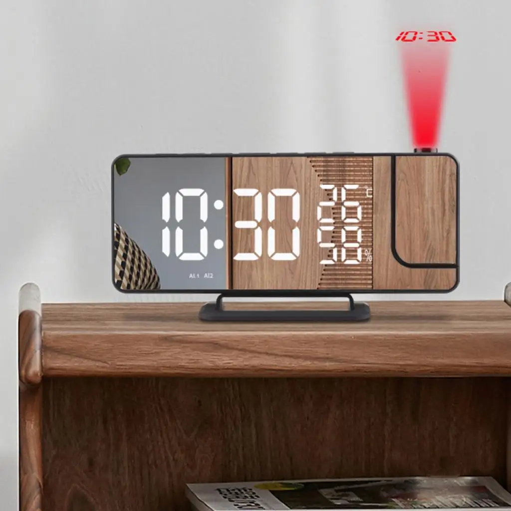 LED Screen LCD Digital Projector Temperature FM Radio Snooze Alarm Clock USB