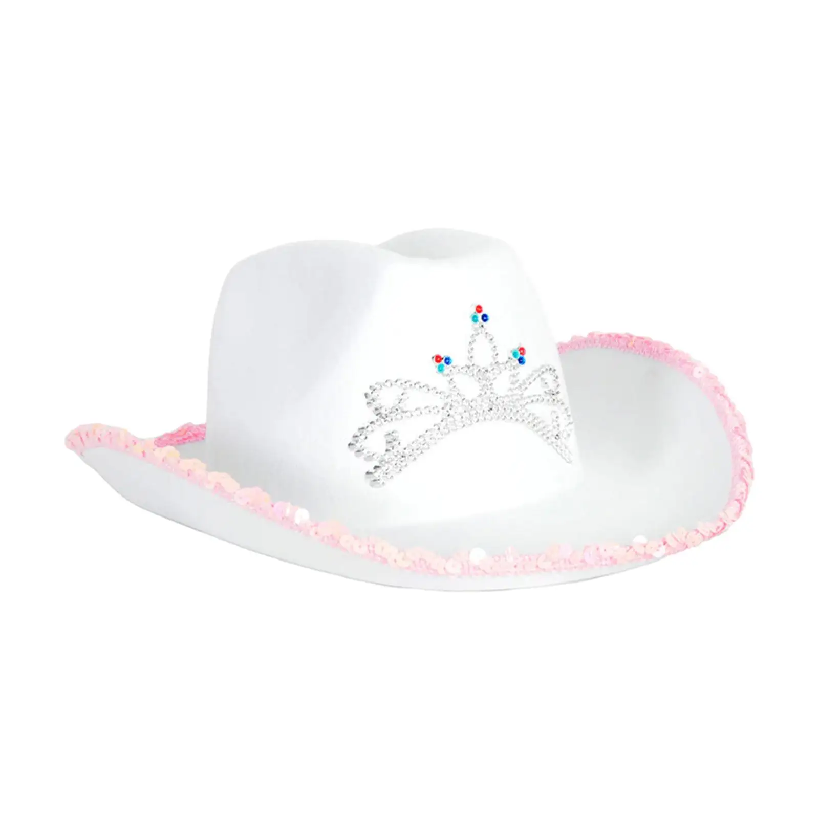 Western Cowboy Hat Wide Brim Decor Crown Pattern Headwear Cowgirl Hats Sun Hat for Teens Bridesmaid Bridal Shower Men Women Club