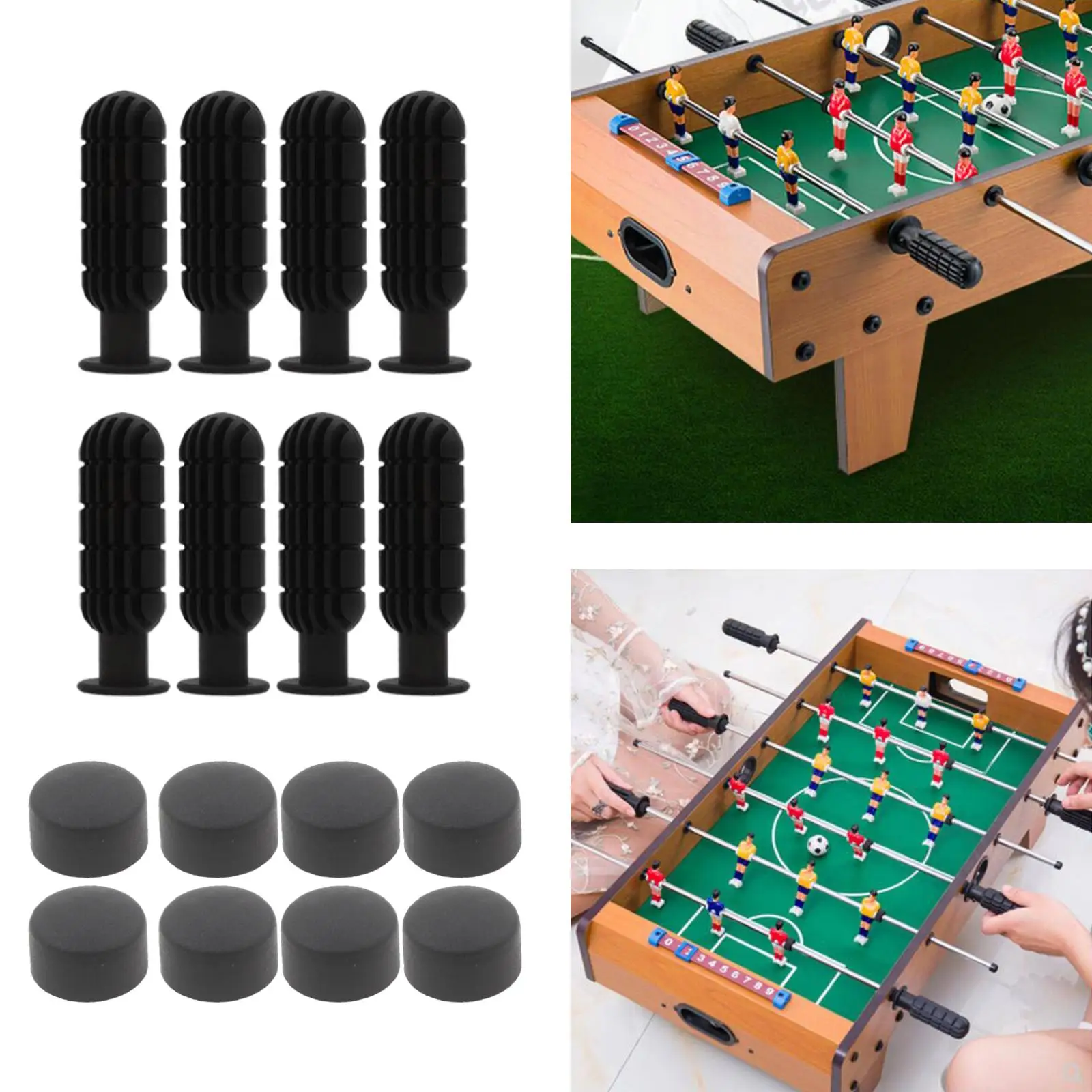 8 Pairs Foosball Replace Table Football Handle Grips & End Plugs Accessories