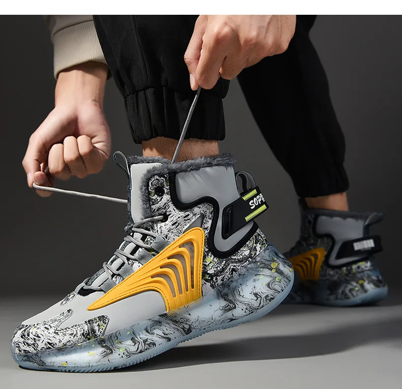 Winter Men Shoes with Plush Thick Insulation Outdoor Snow Boots Fashion Trend Soft Soles Sports Leisure Shoes Durable 2024