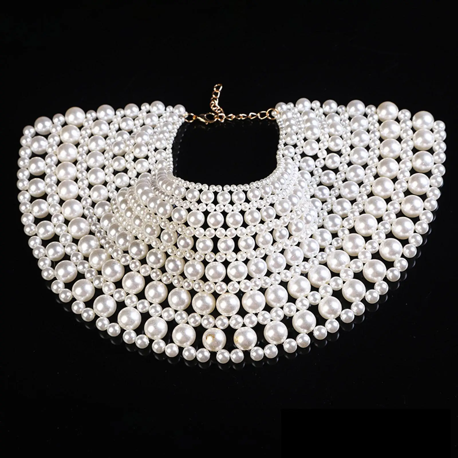 Vintage Multi Layer Imitation Pearl Necklace Adjustable for Mom/Wife/Sister
