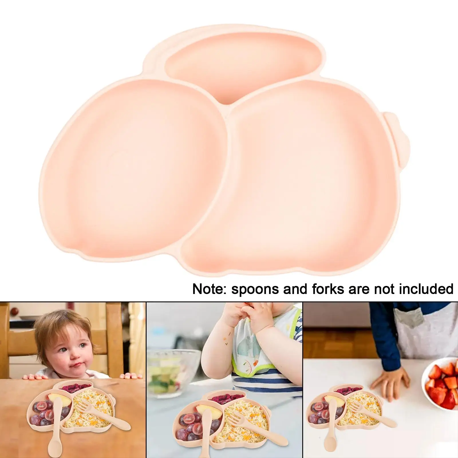 SilicGrip Dish, Suction Plate, Divided Plate, Baby Toddler Plate, , Microwave 