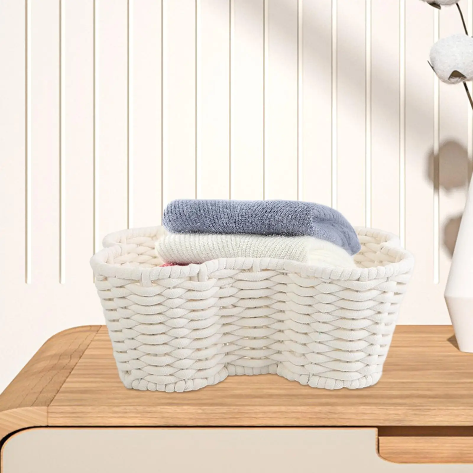 Handwoven Storage Basket Handcrafted Sundries Storage Box Soft Practical Household for Tabletop Bedroom Cabinet Kitchen Towels