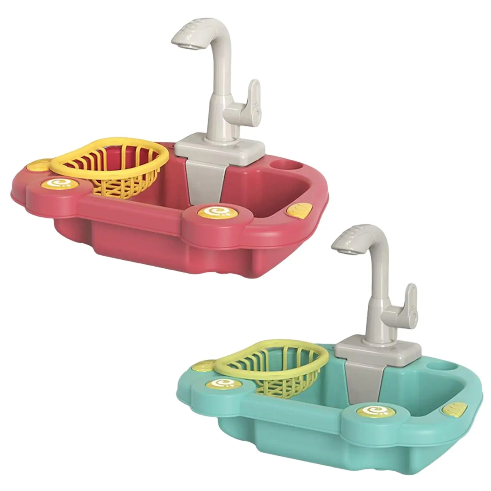 Kitchen Sink Toy Running Water Working Faucet Play Set Dishes 7L kid