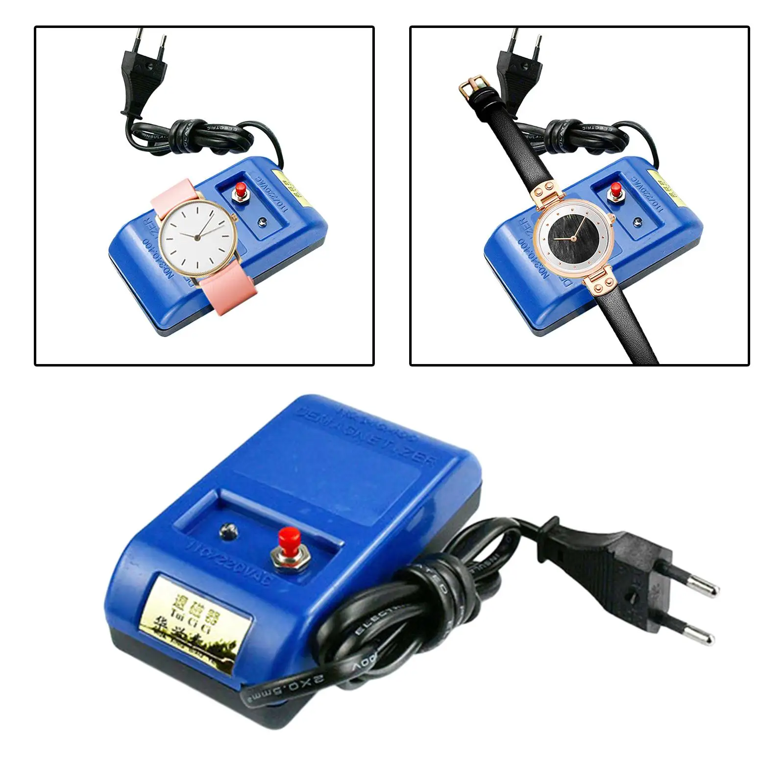 Small Watch Demagnetizer EU Plug Watch Repair Kit Degaussing Tool Electrical 220V Blue for Watch Shop Household Quartz Watch