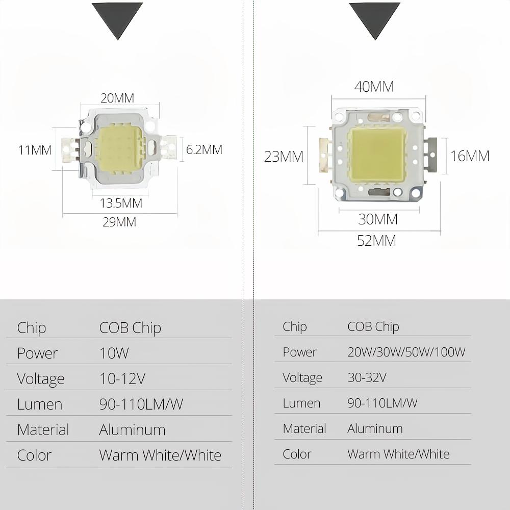 3/pcs High Brightness LED Beads Chip 100W 50W 30W 20W 10W LED COB Chip White Warm White for DIY Flood Light Spotlight