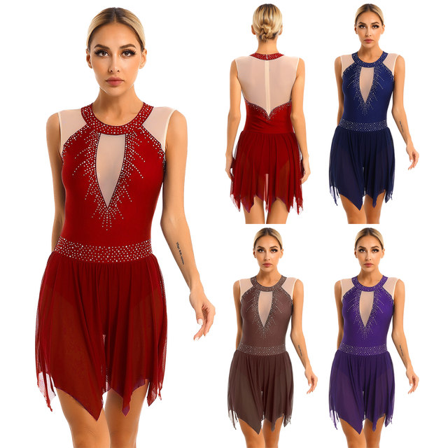Robe Danse CHICTRY Strass Brillant - Ballet, Jazz, Patinage - Taille S à XXL