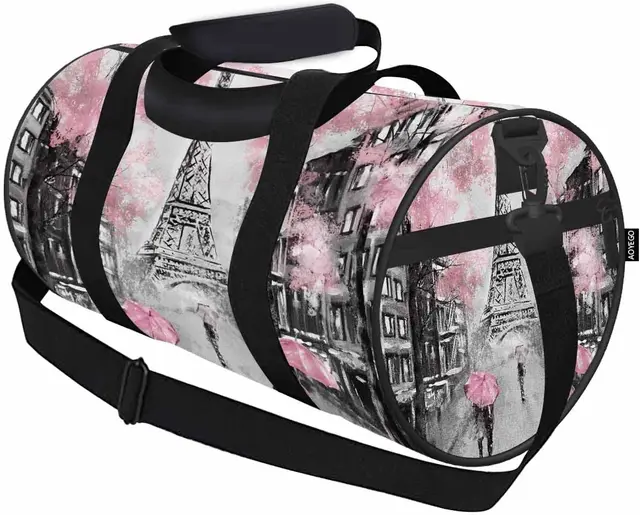 Bolsa de viaje retro para amantes de San Valentín, París, Torre Eiffel,  equipaje deportivo con mochila, bolsa de gimnasio para hombre y mujer