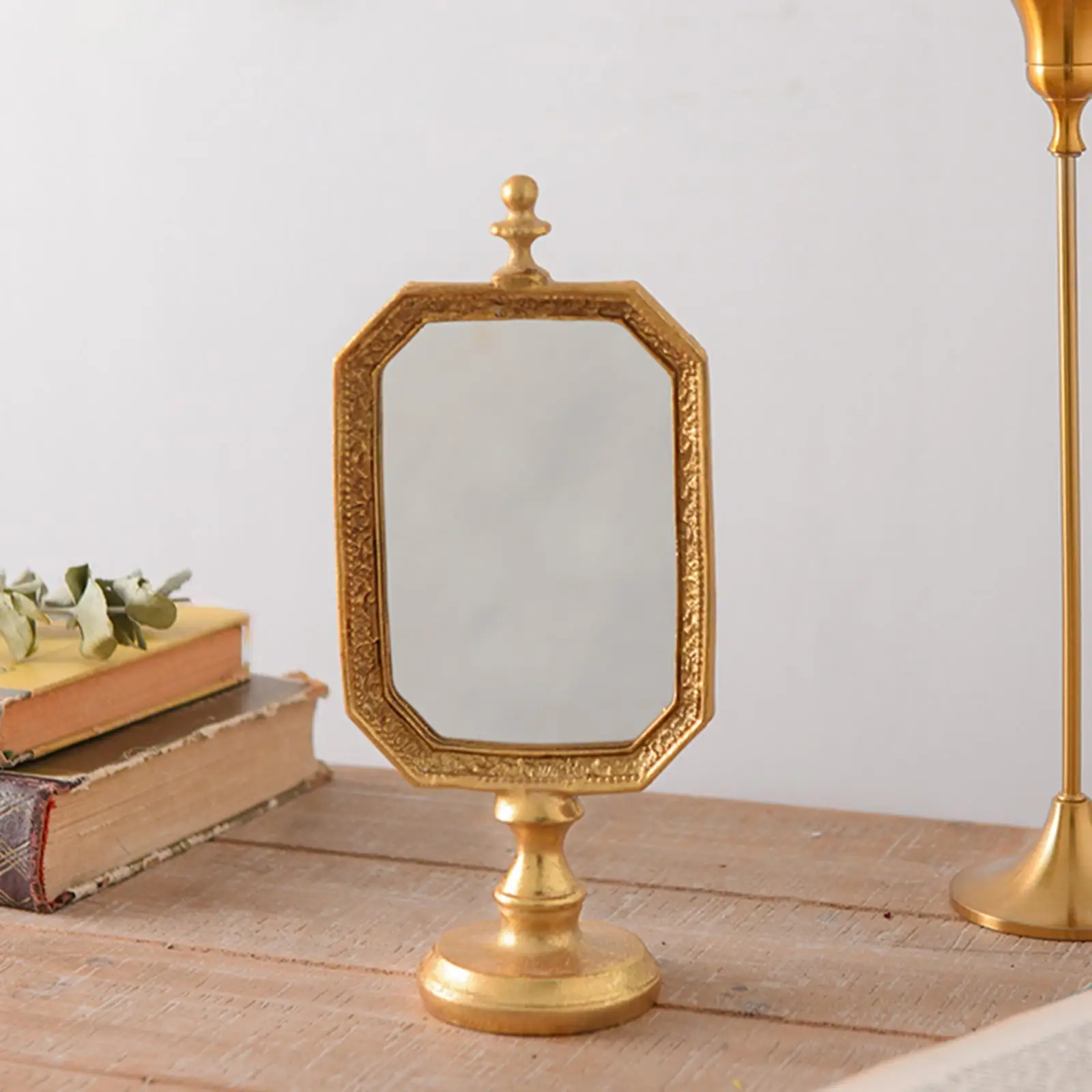 Antique Style Makeup Mirror Dresser Counter Display Tabletop Mirror Cosmtic Mirror Vanity Mirror for Tabletop Bedroom Hotel Home
