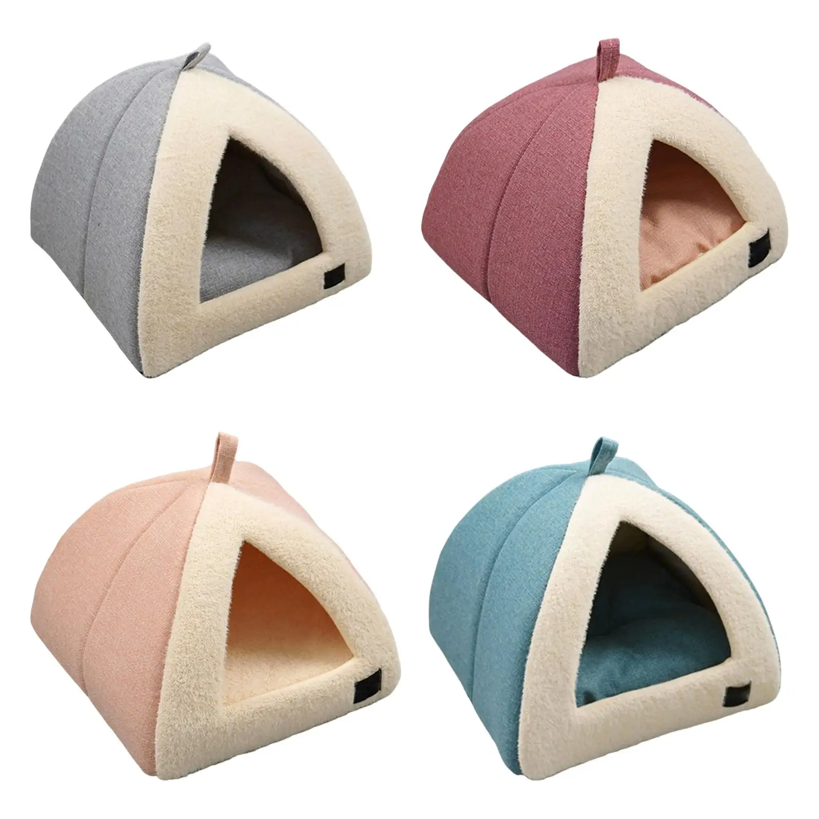 Cat House with Pad Pet Tent Nonslip Kennel Cave Bed for Small Animals Kitten