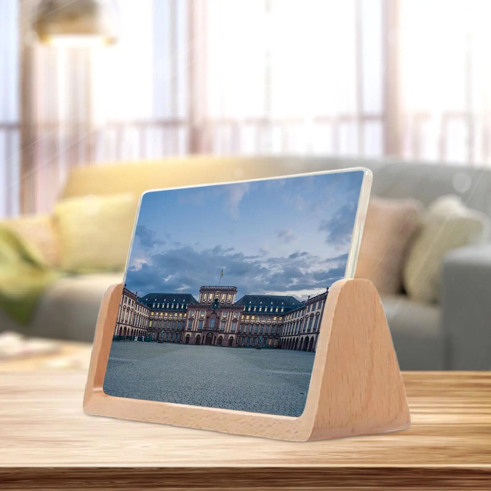 Picture Frame with Wood Base Table Centerpiece Collection Ornament Photo Display