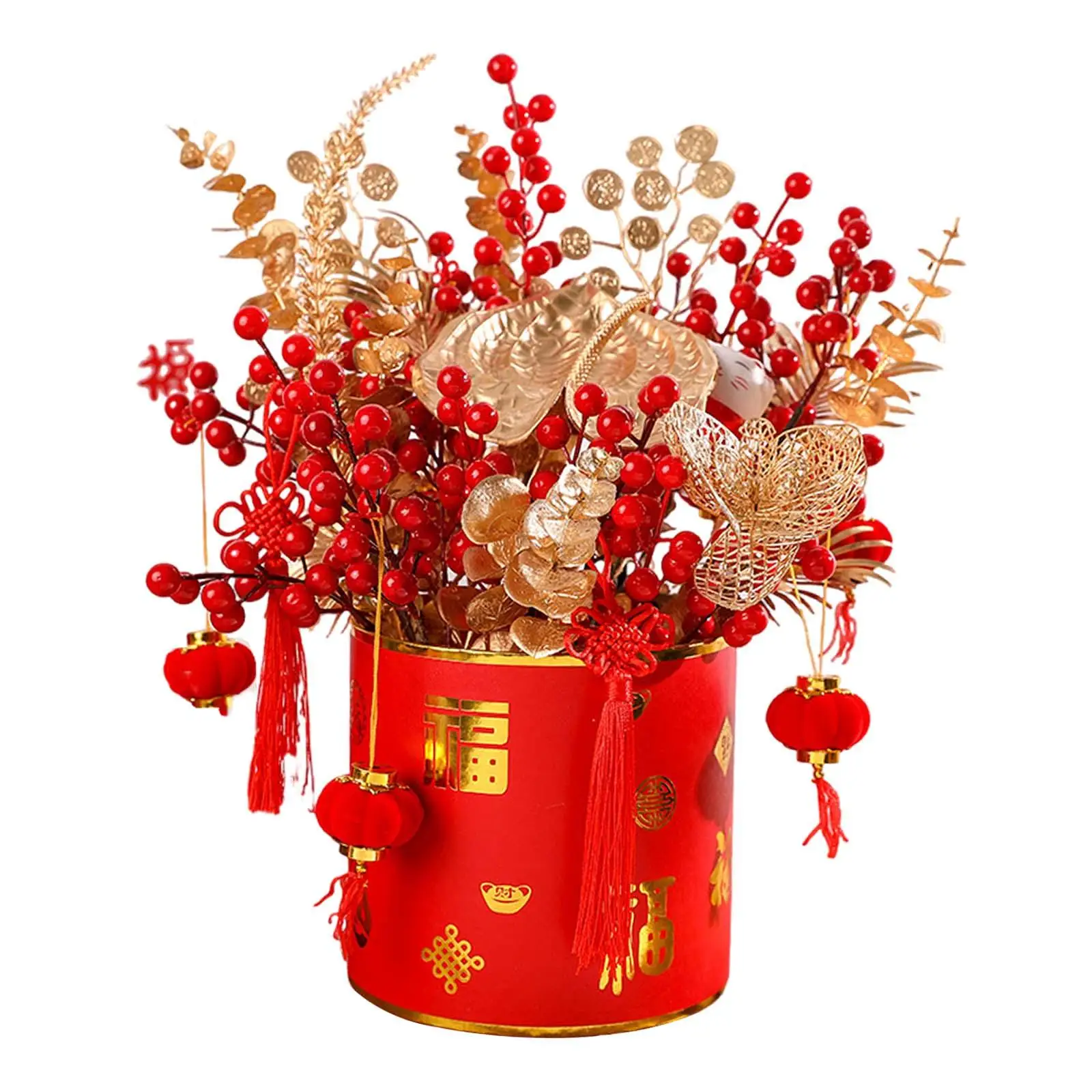 Simulation Berries Flowerpot Chinese New Year Table Decoration for Bonsai Kitchen Countertop Festival Gift Collectible