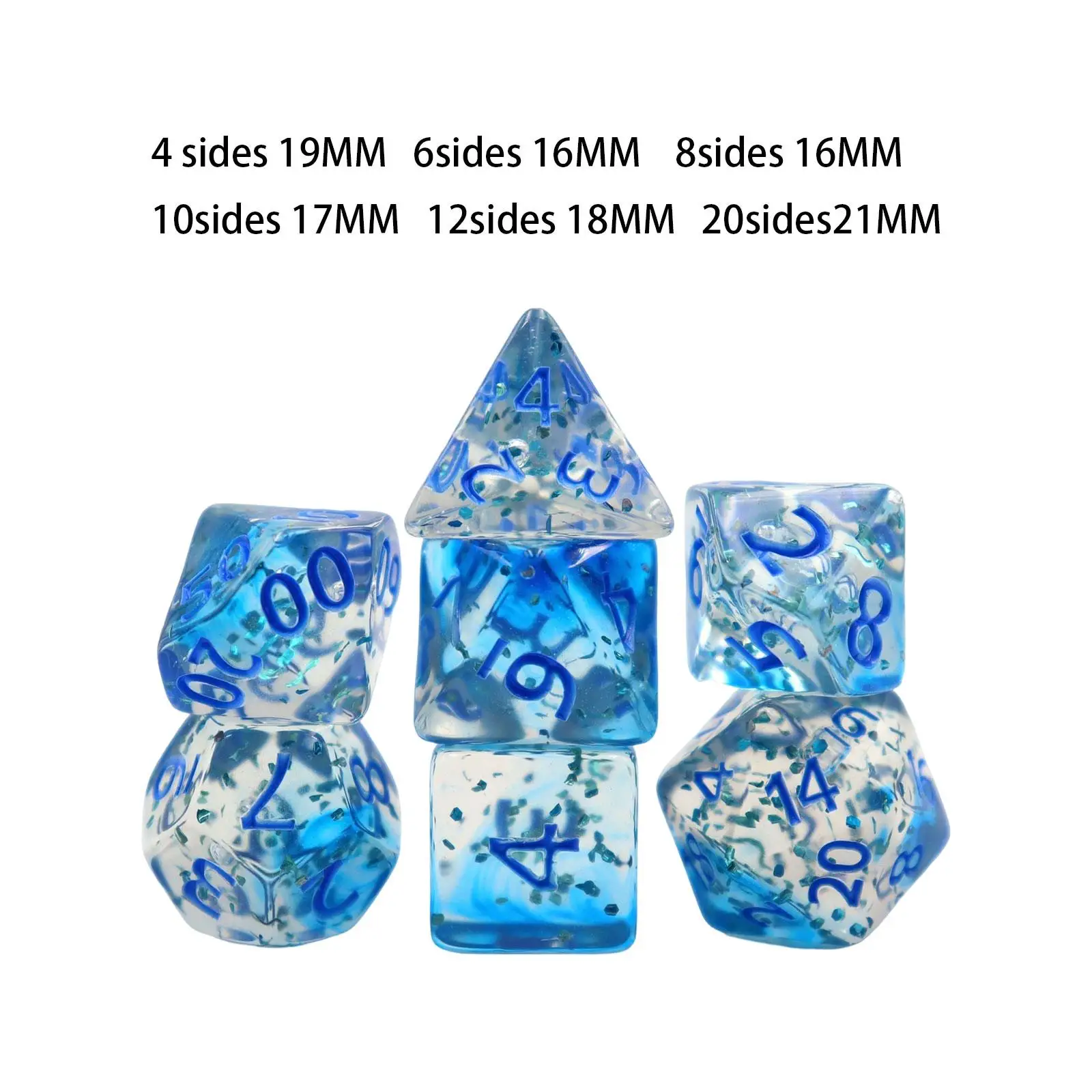 7x Polyhedral Dices Set D4,D6,D8,D10,D12,D20 Acrylic Multi Dices Board Game Accessories for Role Playing Party Favors