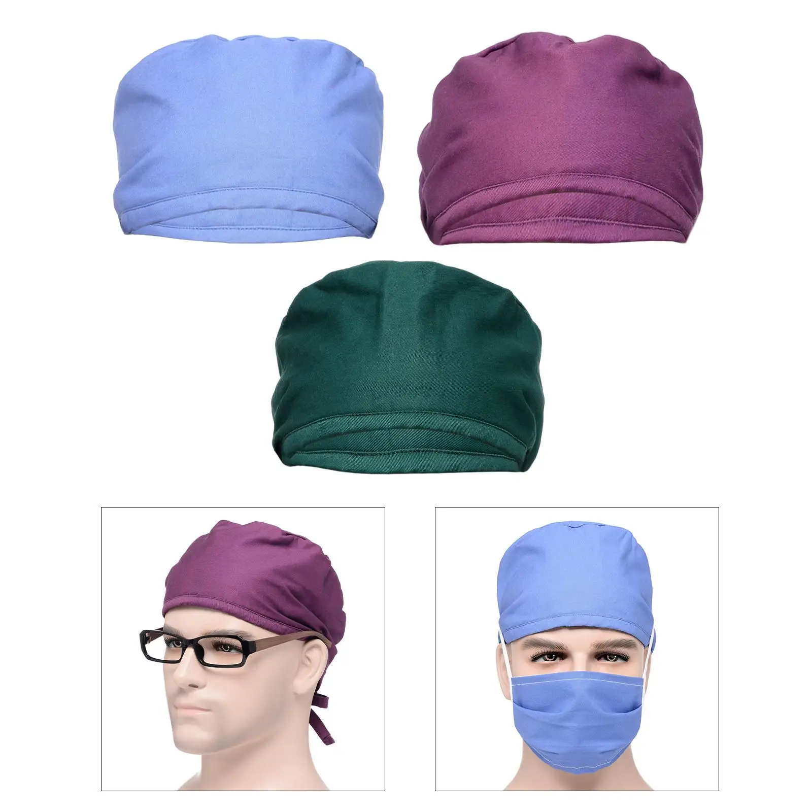 Nurse Scrub Hat Working Headwear Uniform Breathable Sweatband Headcover Beanie Hat for Long Hair Nursing Turban Beauty Salon