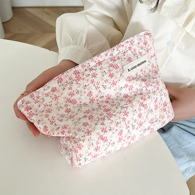 MIROSIE Canvas Makeup Bag with Fresh Floral Tulip Print Washable Storage  Bag for Travel Skincare Organization Makeup Pouch - AliExpress