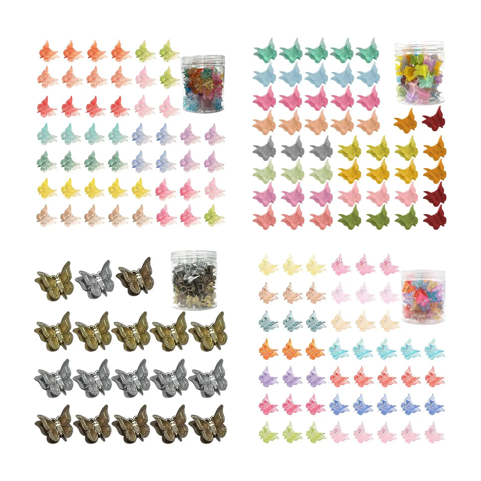 50x Butterfly Hair Clips with Box Assorted Colors Mini Gifts Cute Hair Claws Clips for School Children Kids Girls Women