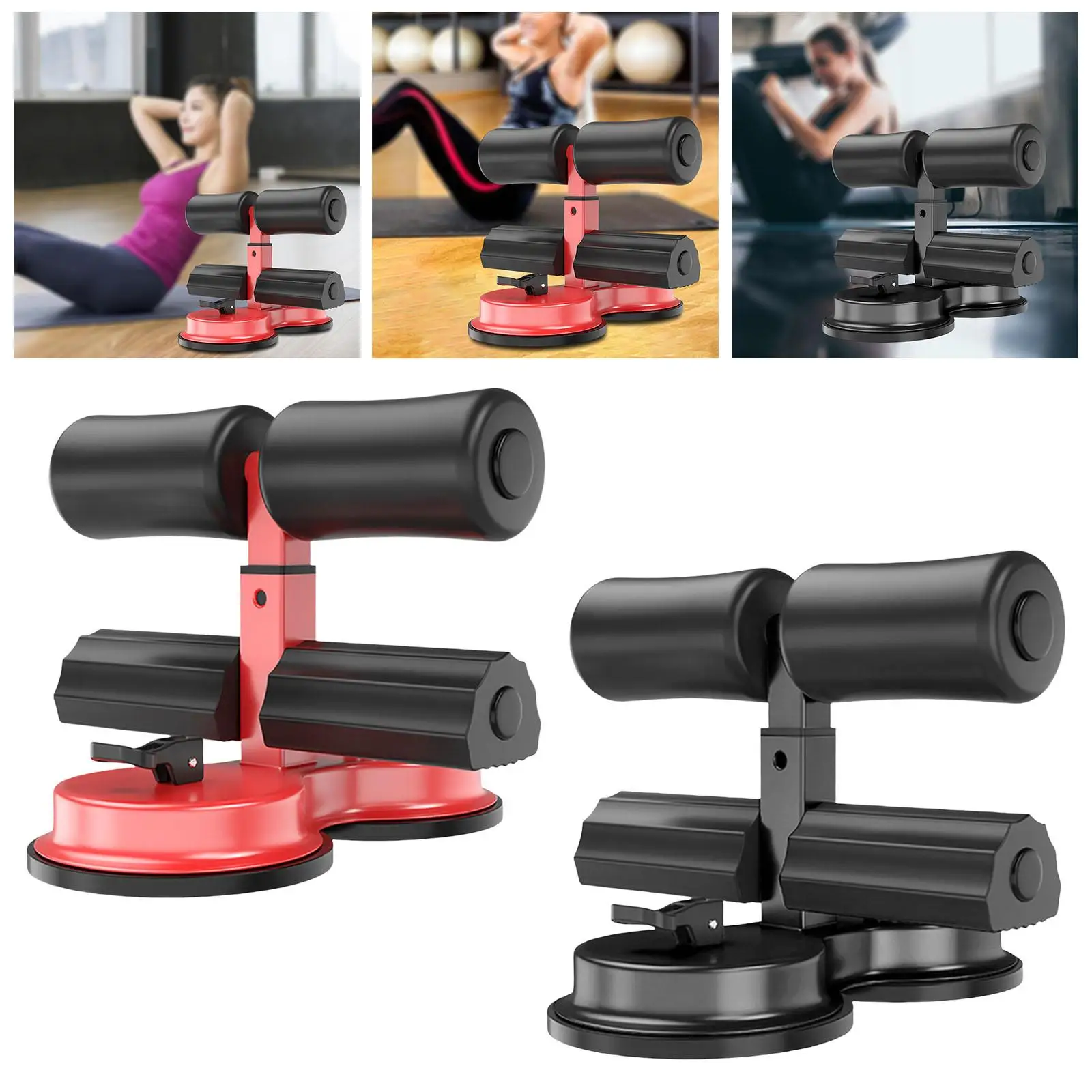 Sit Up Floor Bar Assistance Device with Strong Suction Cup 3 Height Adjustments for Home Abdominal Muscle Core Strength Exercise