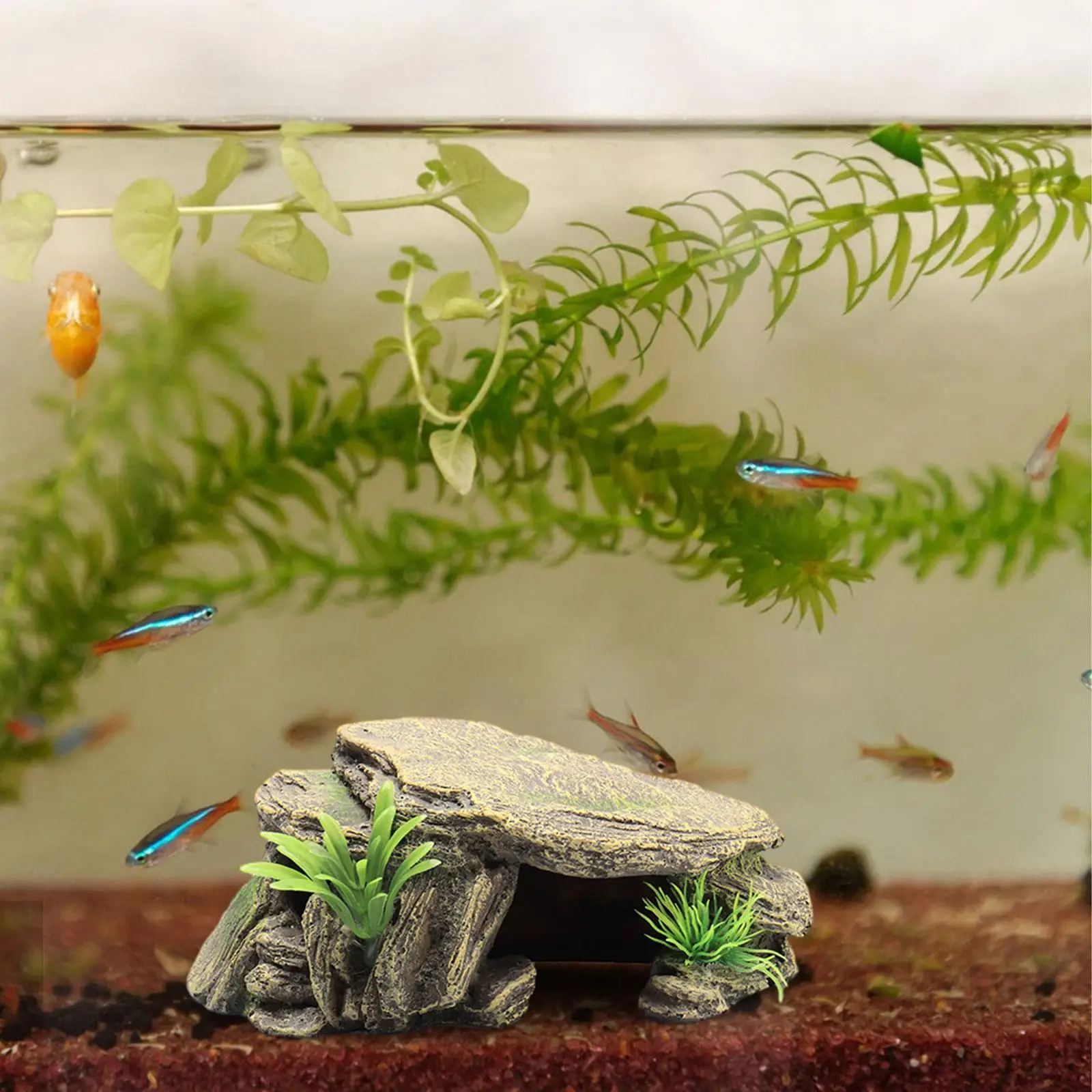 Aquarium Turtle Tank Decoration Reptile Resting Rockery Ornament, Turtle Basking Platform for Fish Turtles Frogs Terrapins