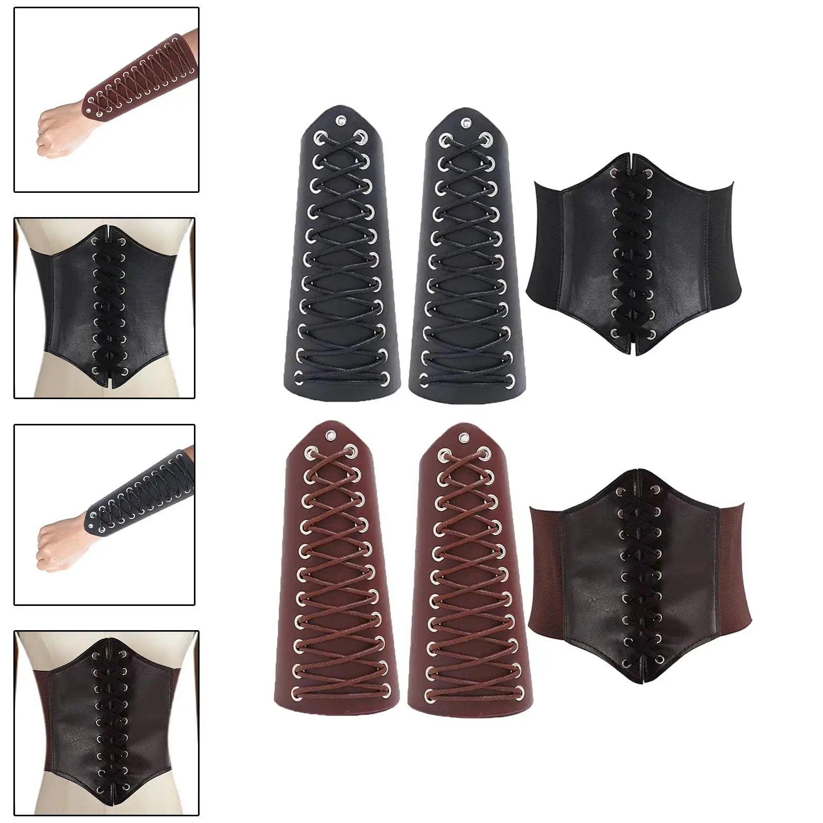 Arm Gauntlets Medieval Style Waist Belt for Cosplay Themed Parties Halloween
