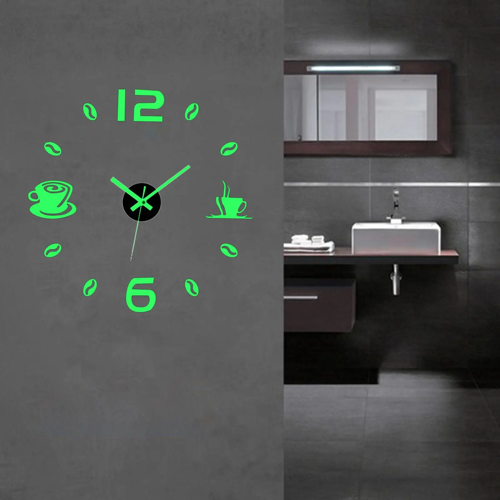 Luminous Frameless DIY Wall Clock Stickers Non Ticking Mute 3D Mirror Wall Clock Elegant Decals Quartz Clock for Home Bathroom