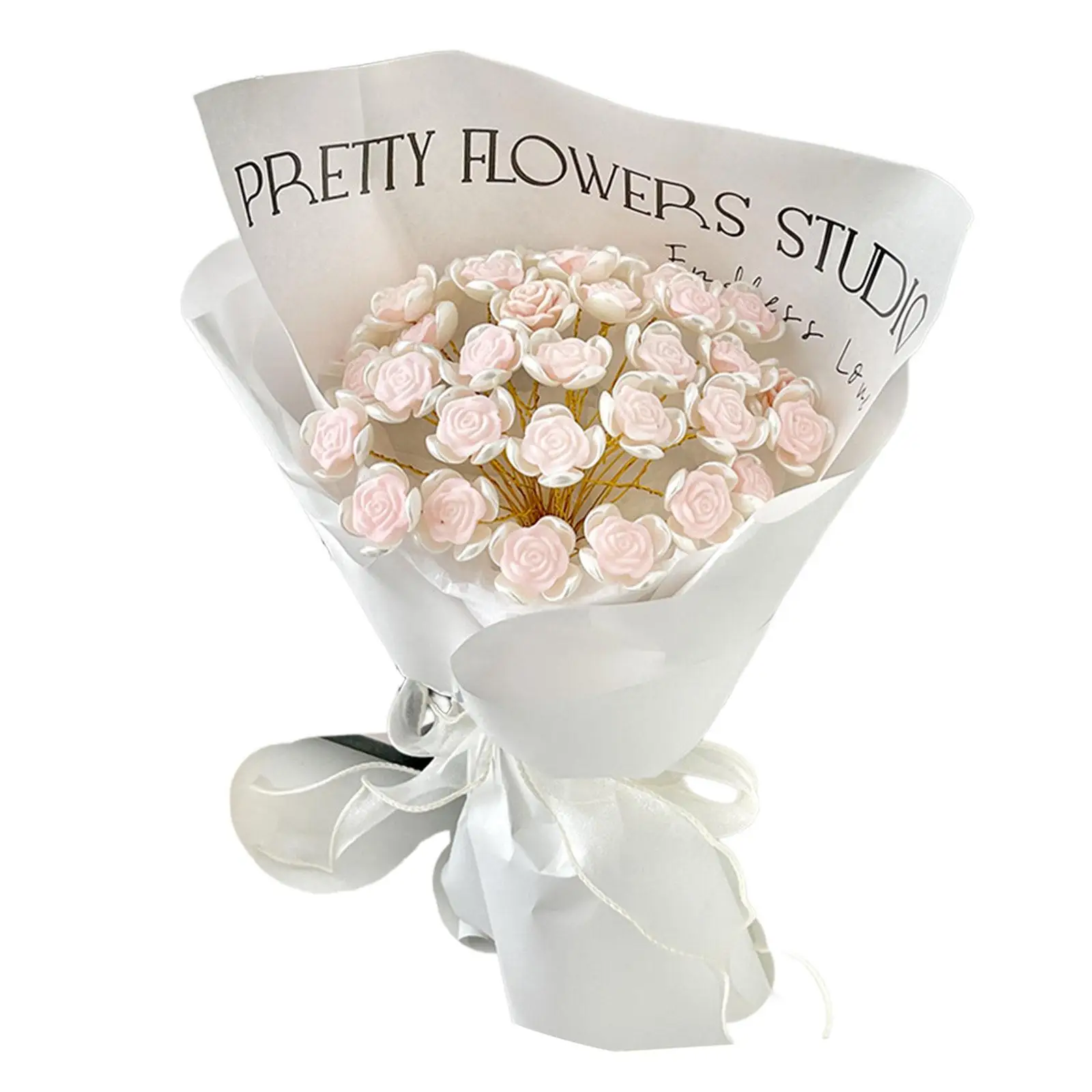 DIY Simulation Rose Flower Bouquet 18Pcs Flowers for Mother Day, Birthday Elegant Floral Arrangement Realistic Eternal Blessing
