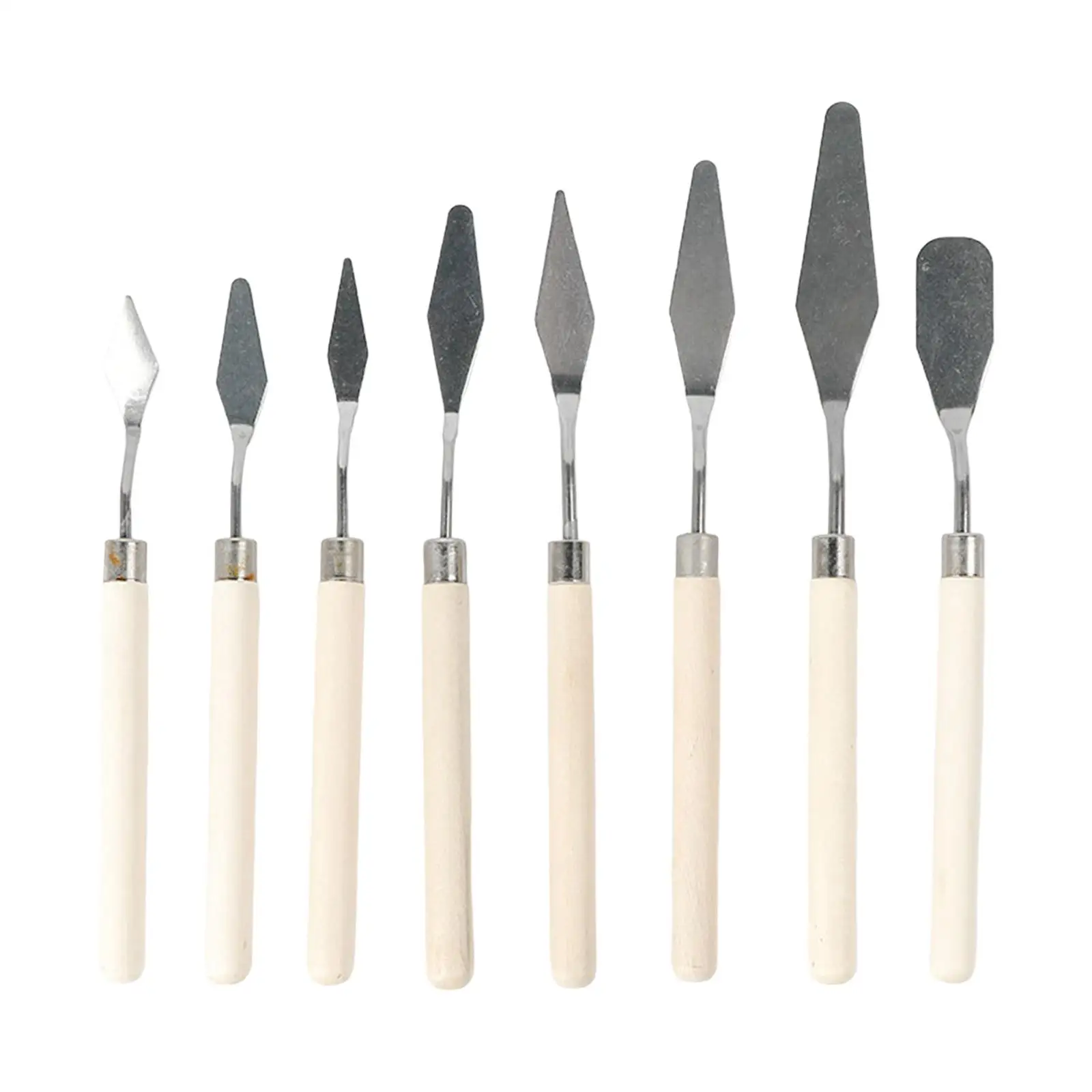 8 Pieces Stainless Steel Painting Knives Set Smearing Color Mixing Scraper Palette Knife for Watercolor Oil Canvas Acrylic Paint