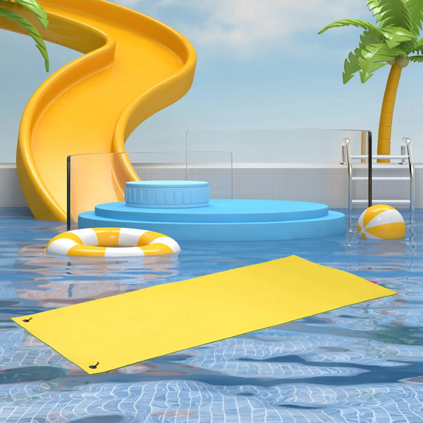 Pool Water Floating Mat 3 Layer Water Raft 106x35.4x1.3inch Simple to Clean with Soap and Water for Relaxation Roll up Pad