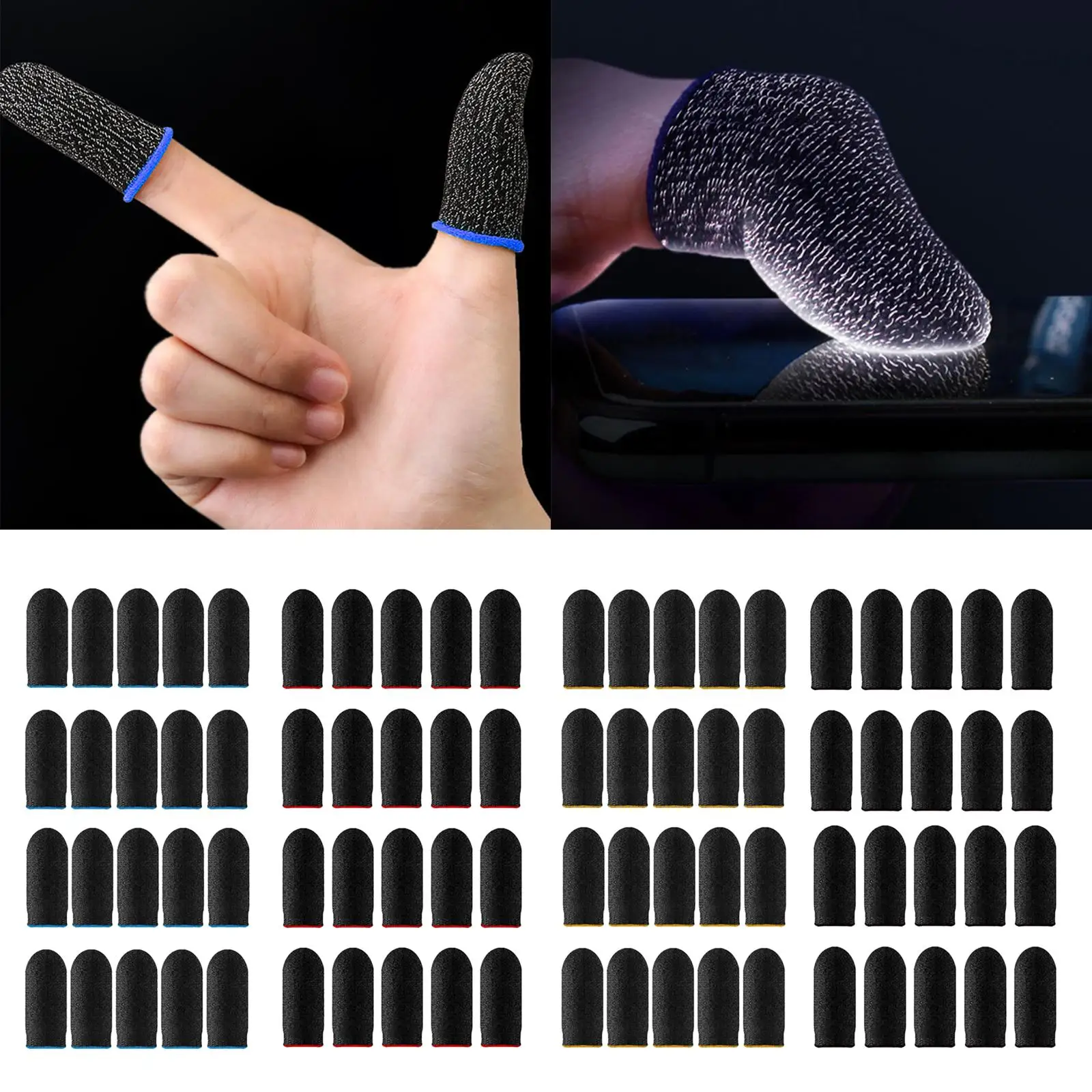 20 Pieces Gaming Finger Sleeves Smooth Operation Anti Sweat Gamer Thumb Protector Compression Support Sleeve for Mobile Game