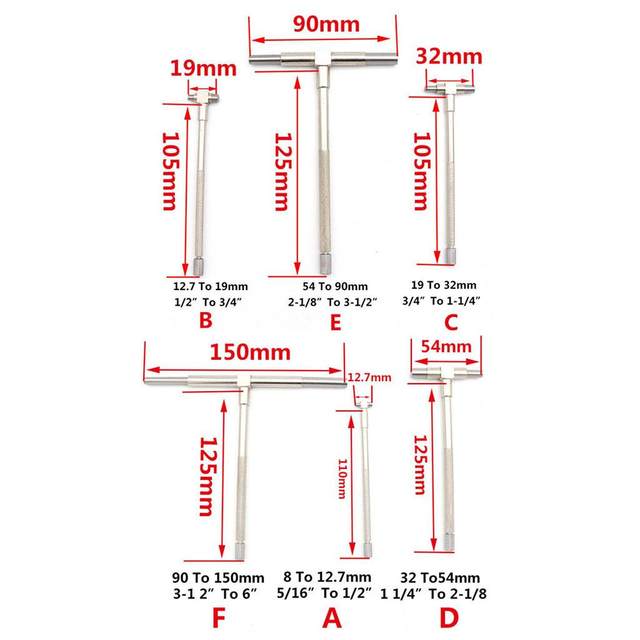 Timunr 6Pcs Telescoping Gage Set 5/16-6 Range Precision Telescoping Gage Set T-Bore Hole Gauges Bore Measurement Tool
