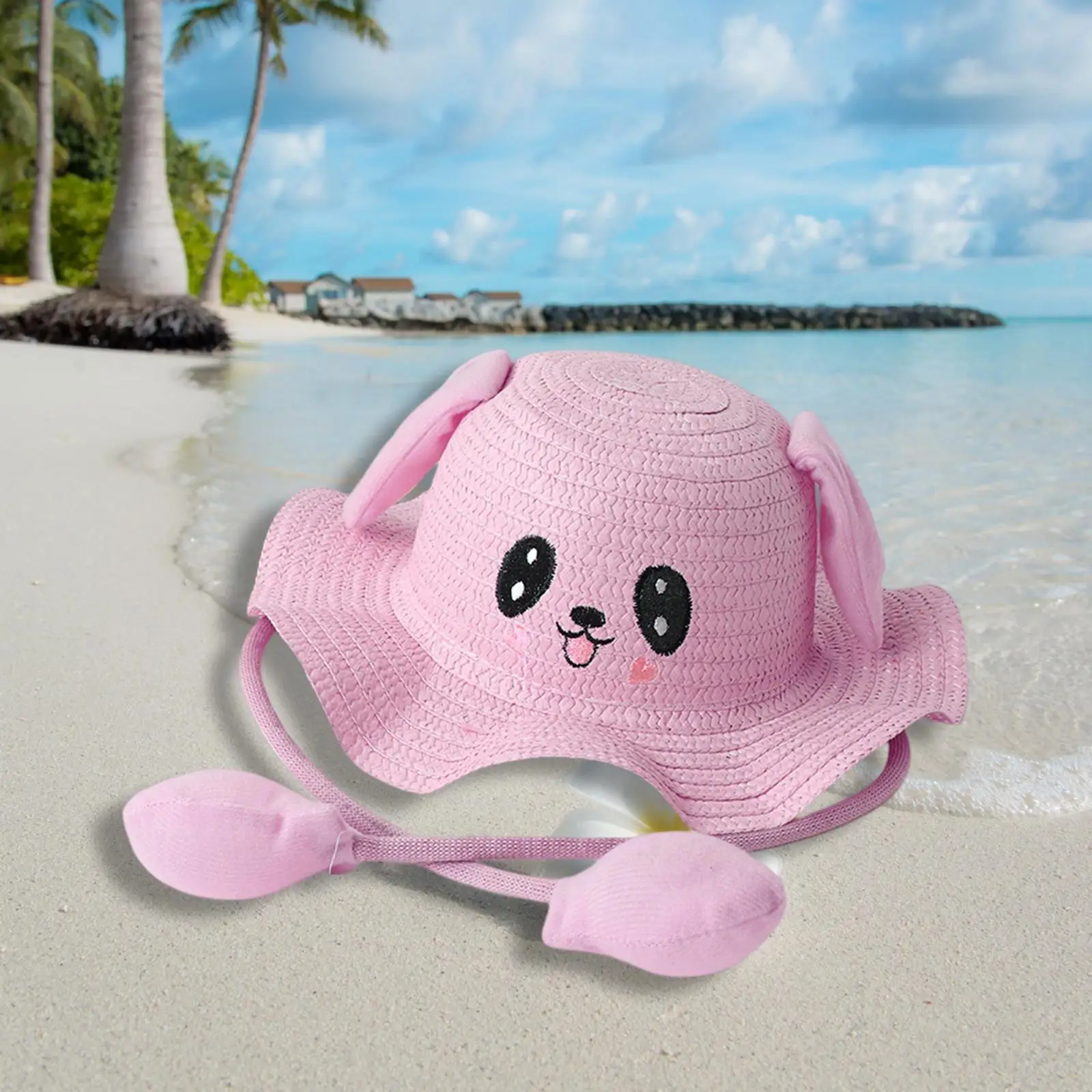 Bunny Straw Hat Cap Fashionable Sunscreen Hat Casual Durable Beach Hat for Fancy Dress Vocations Short Trips Street Commuting