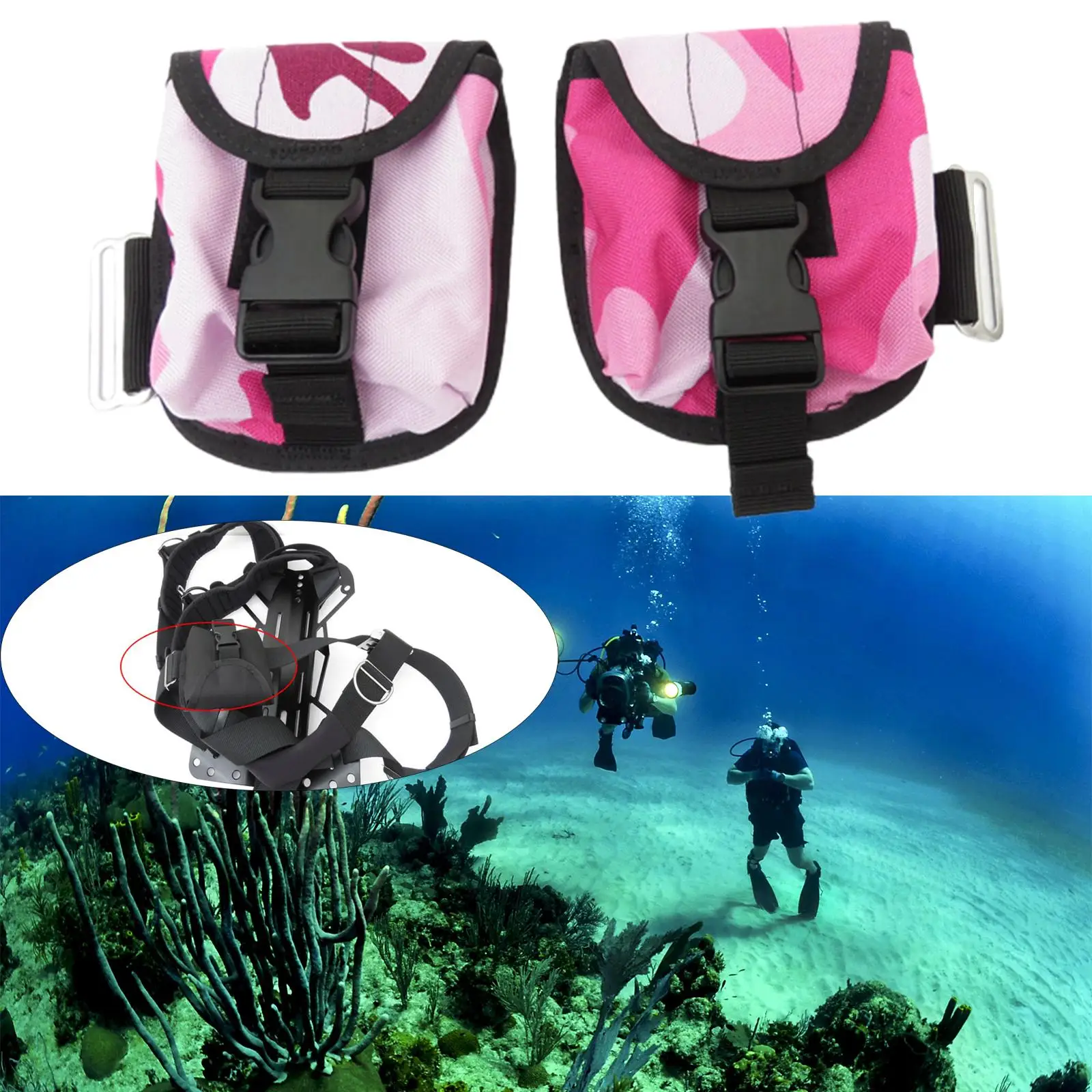 Diving Pocket Weight Belt 2kg with Quick Release Buckle Weight Bag Strong