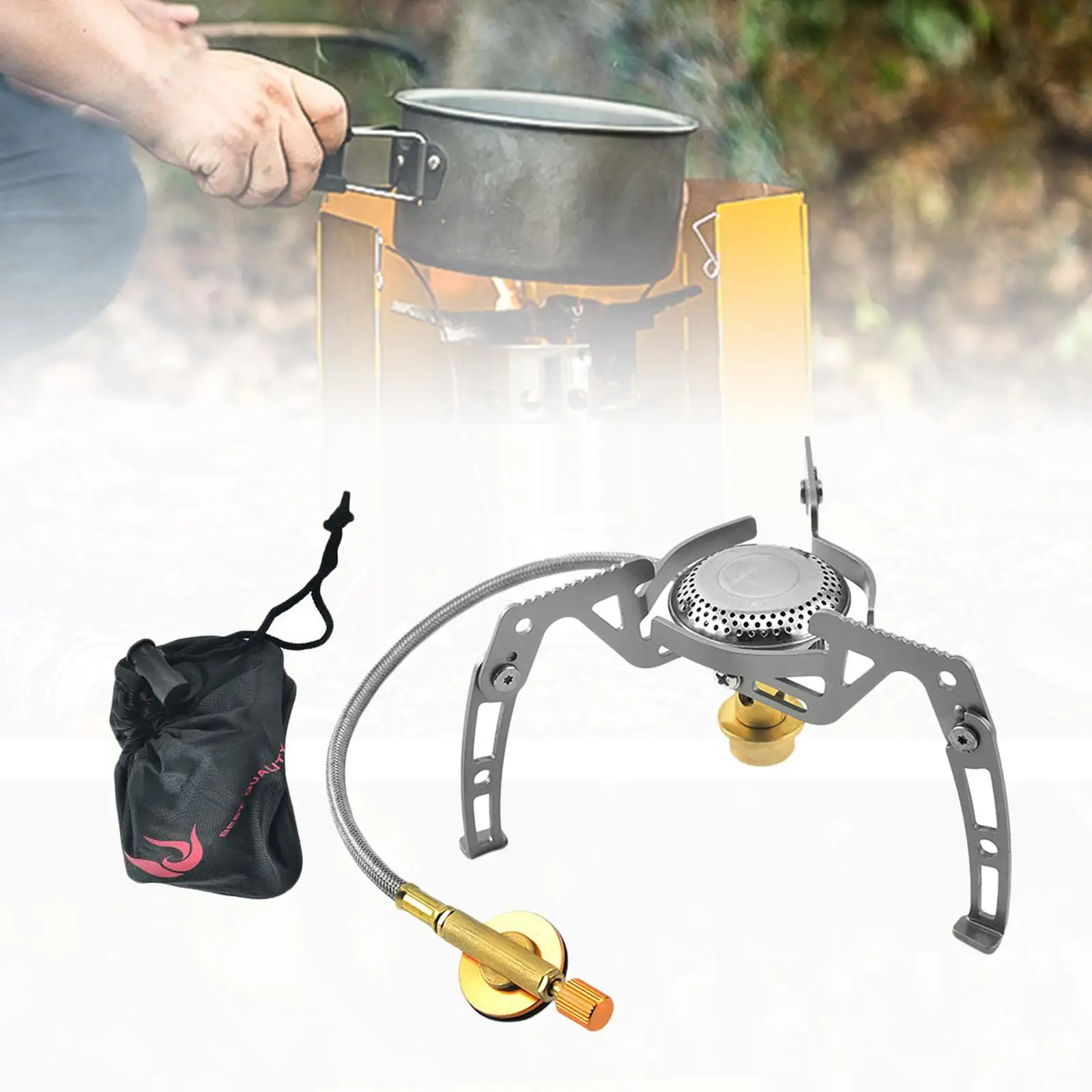 Camp Stove Camping Gas Stove Split Burner Collapsible Adjustable for 