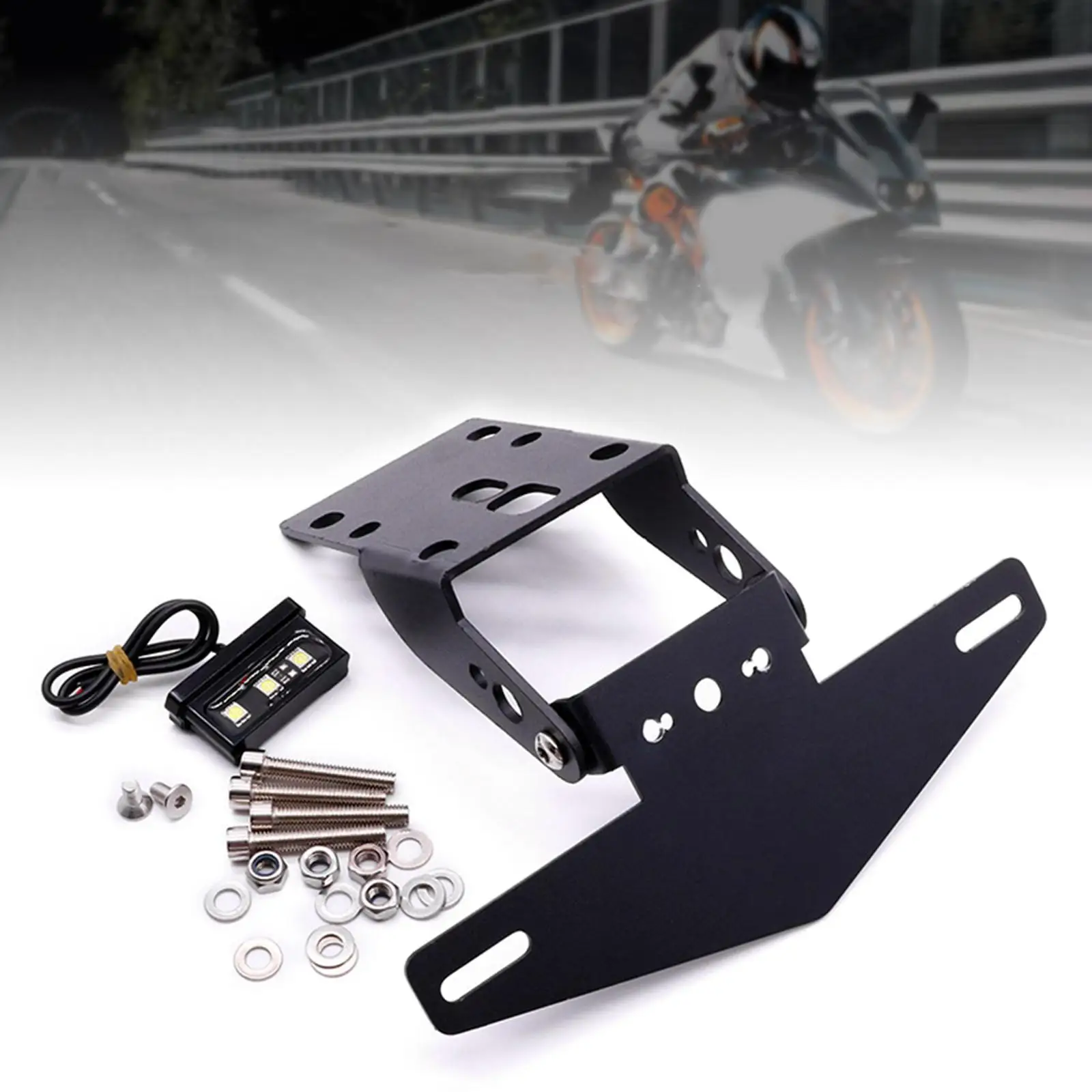 Motorcycle Licence Plate Holder Rear Tail   Mount Bracket for 125 200 250 390 2017-2021 with LED Light Parts Black