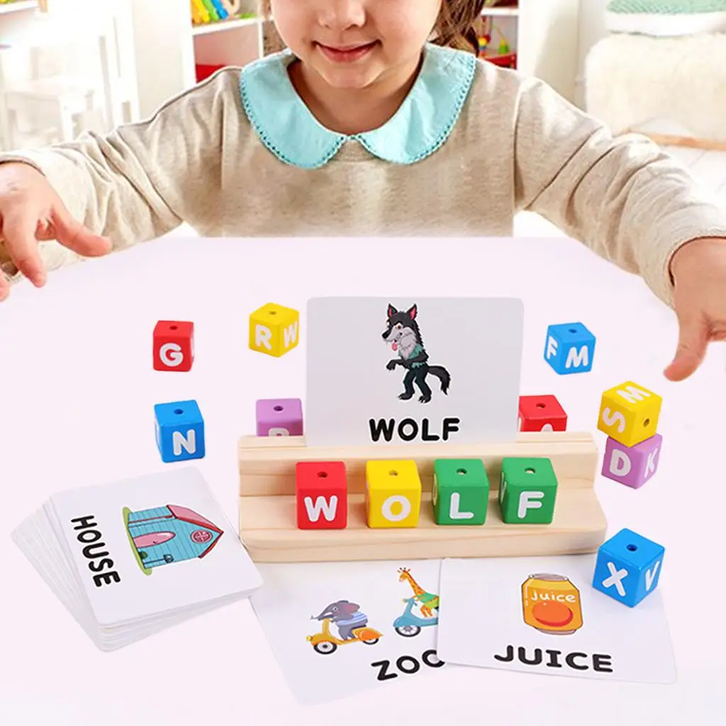 Movable Matching Letters Game Educational Toys English Word Spelling Practice Learning Alphabet Wooden Spelling Games 