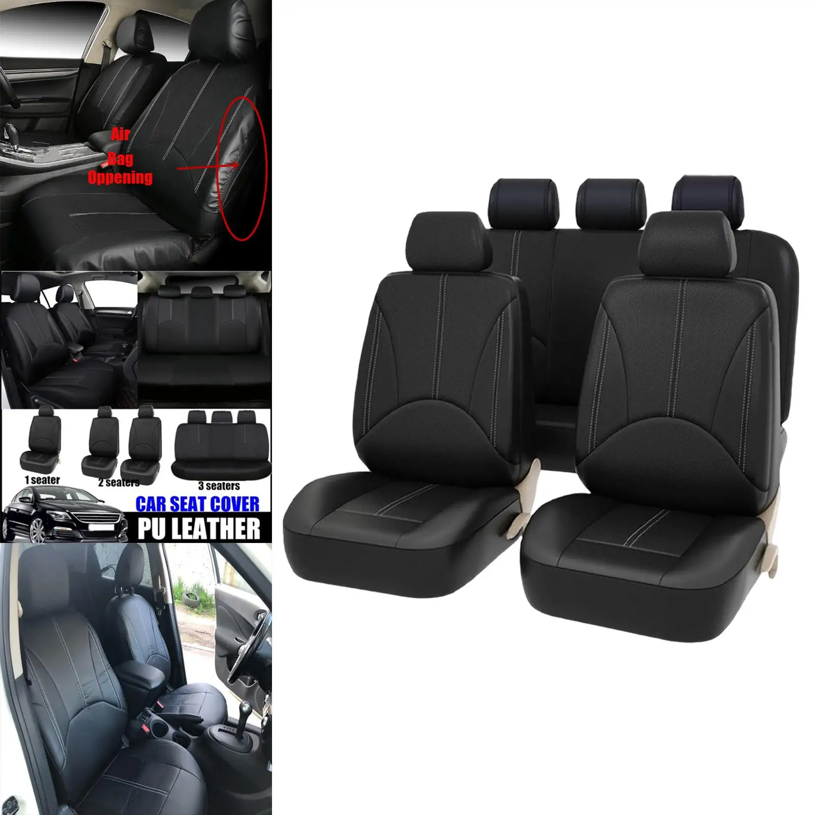 Car Seat Covers Front Rear Seat Headrest Covers Protector for Sedan Auto Parts