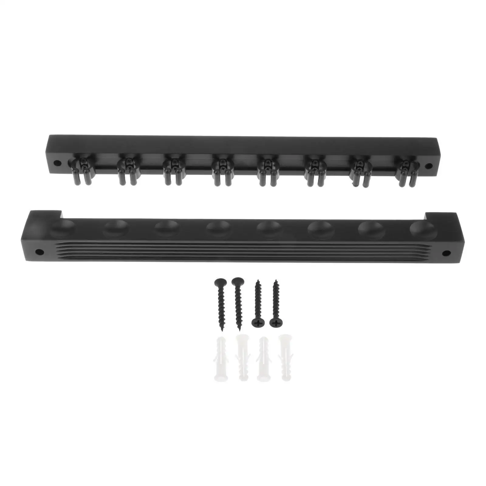 Wooden Pool Cue Holder Billiard Cue Wall Racks with 8 Cue Clips Easily Install Exquisite Sturdy Accessory Black for Game Room
