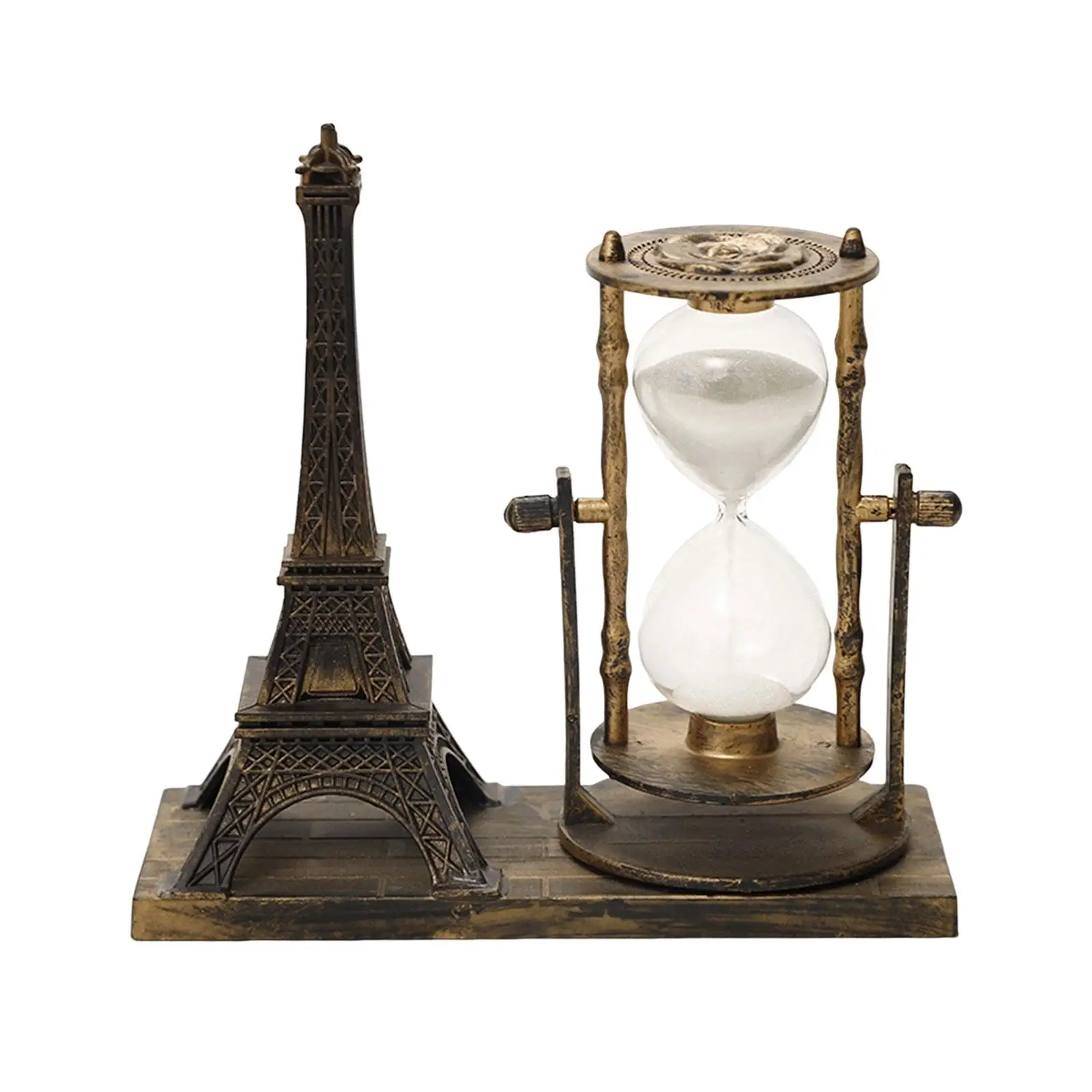 Retro Style Iron Hourglass Timer Statue Decor for